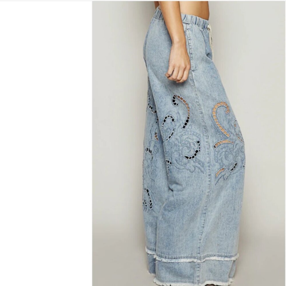 🖤 POL Vintage Wash Outseam Woven Twill Wide Pants – NWT – Size Medium - Picture 4 of 11
